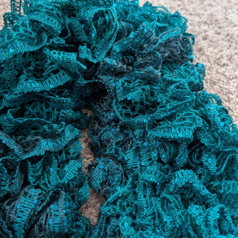 Elegant Teal Ruffled Scarf - Picture 3 of 3